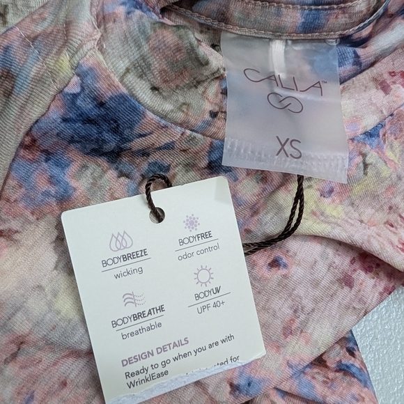 NWT Calia Tissue Texture Long Sleeve Golf Crew Neck Shirt Top XS UPF40+ #drs17 - Picture 2 of 8